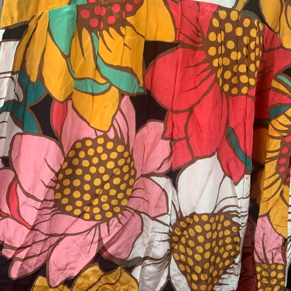 Farm Rio size small pink orange floral midi dress tropical cottage sunflower - Picture 7 of 15